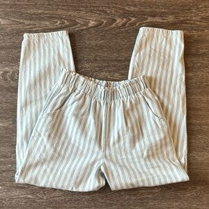 Vintage Boxer Style pull on pants stripes blue stretchy waist. Women’s small